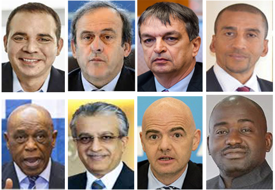 Eight Official FIFA Presidential Candidates - Prince Ali, Platini, Champagne, Nakhid, Sexwale, Sheikh Salman, Infantino and Bility