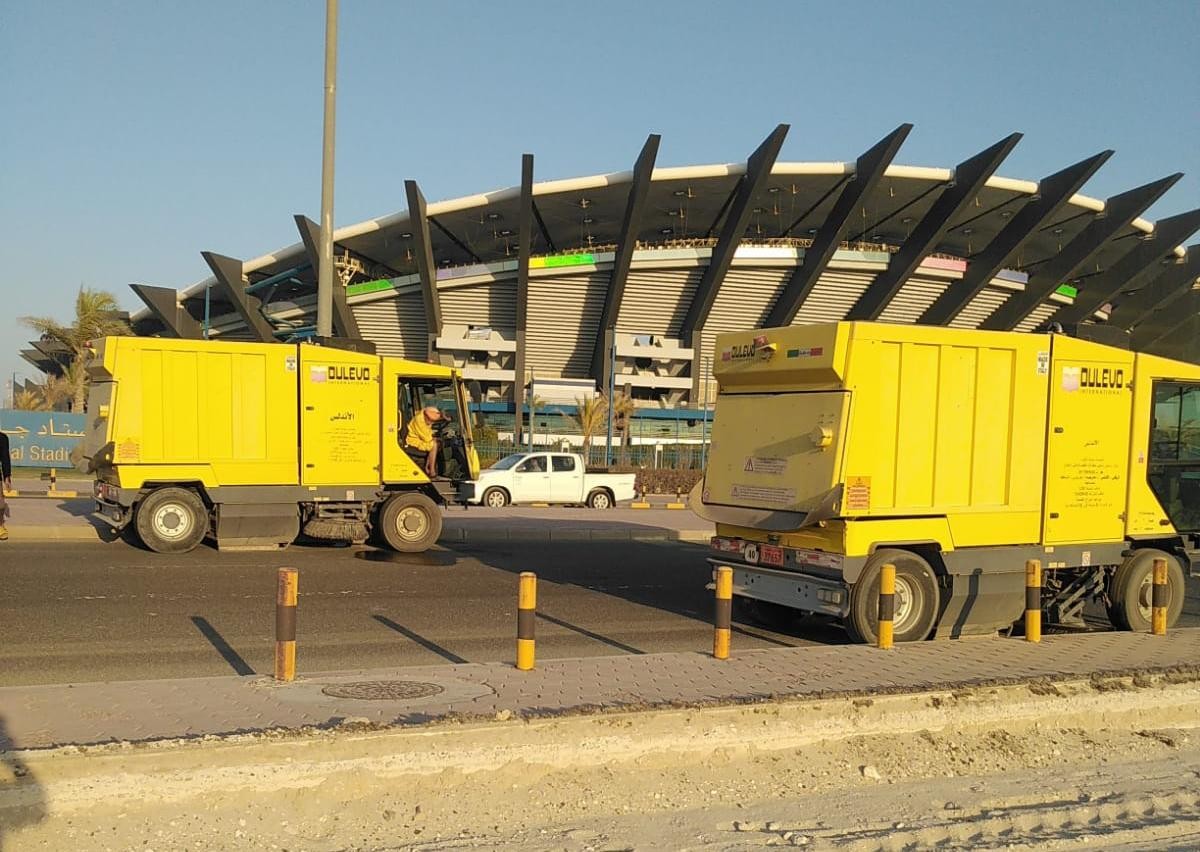 Intensive cleaning around Jaber Stadium in preparation for Kuwait-Iraq clash