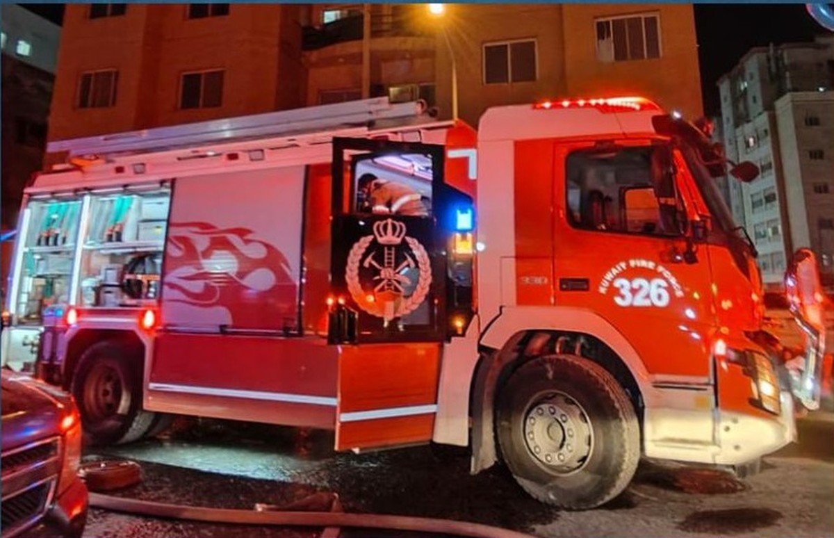 Firefighters contain an apartment fire in Hawally, 2 injured