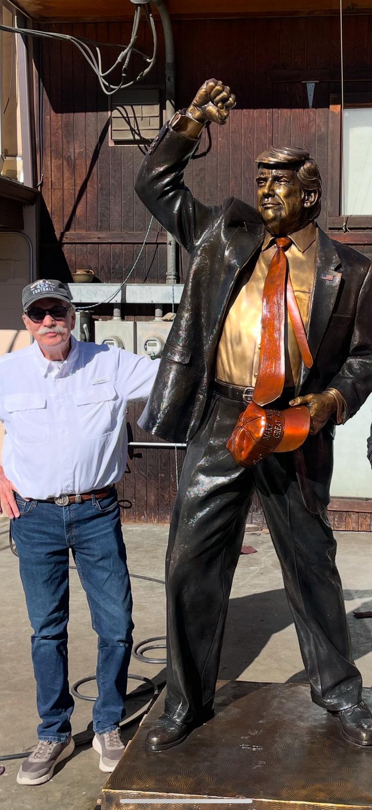 Filmmaker unveils 7-foot Trump statue for Presidents Day