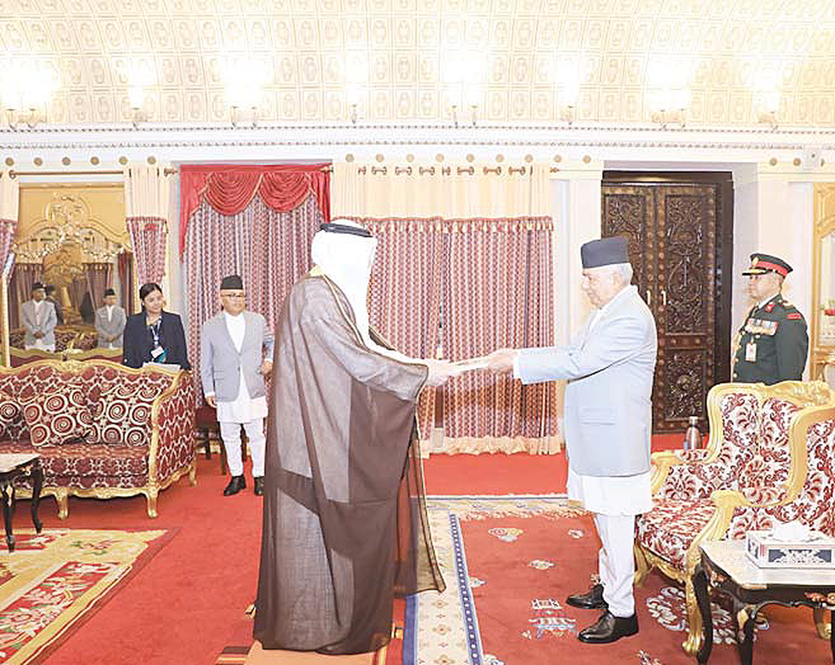 Kuwait envoy in India presents papers to Nepal head