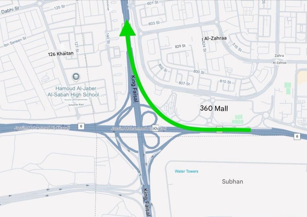 Secondary road connecting Jassim Al-Kharafi Road to King Faisal Road opens Thursday