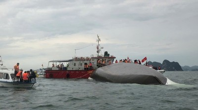 Tourist boat capsizes during thunderstorm in Vietnam; 18 dead, 23 missing