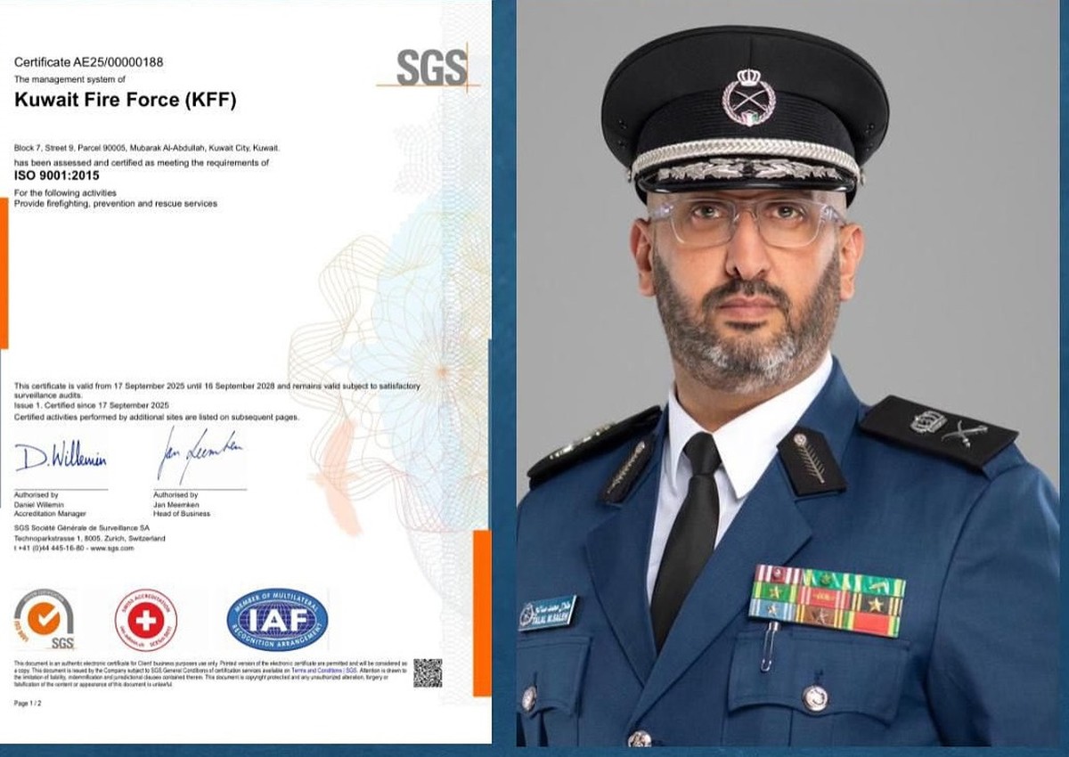 Kuwait Fire Force earns prestigious ISO certification for quality excellence