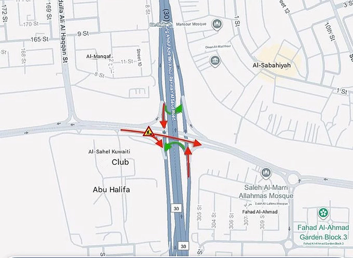 Traffic Lanes Closed for One Week on Abu Halifa&ndash;Fahd Al-Ahmad Route