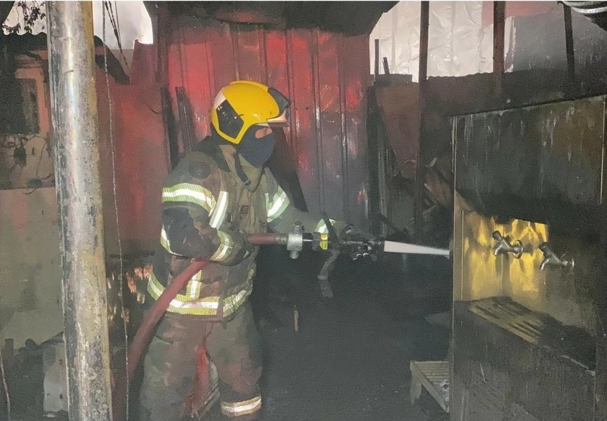 Kuwait Fire Force controls factory fire in Amghara