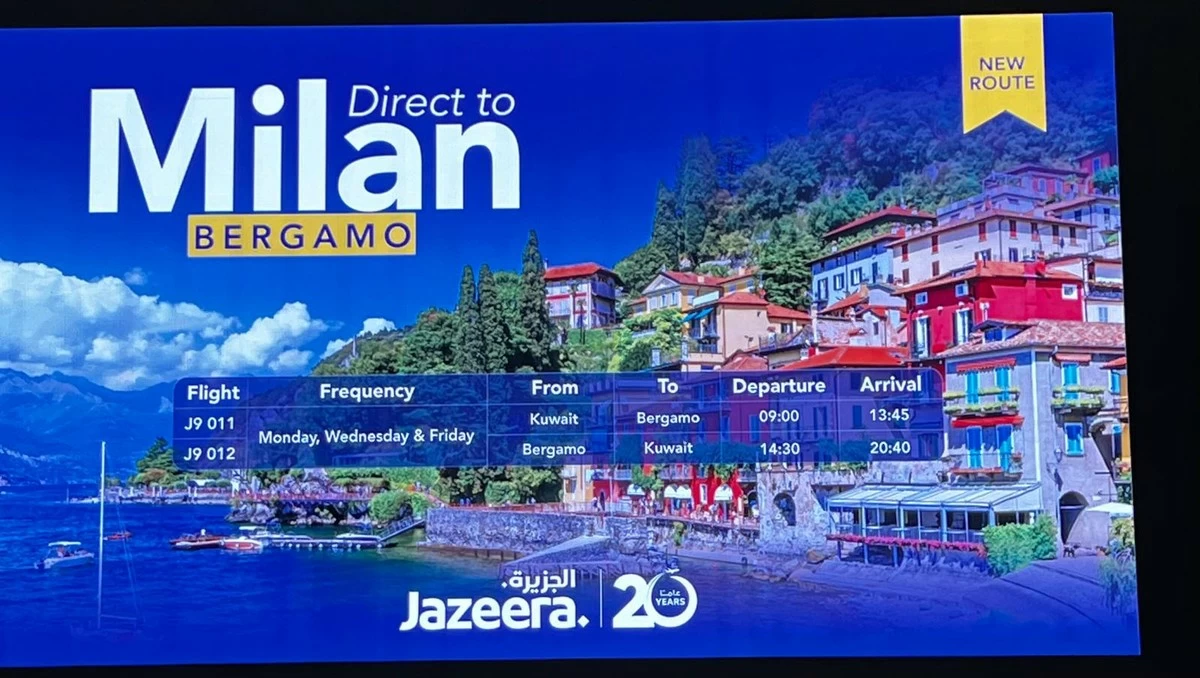 Now Milan Bergamo Gains Direct Access to Kuwait City with Jazeera Airways&rsquo; New Route