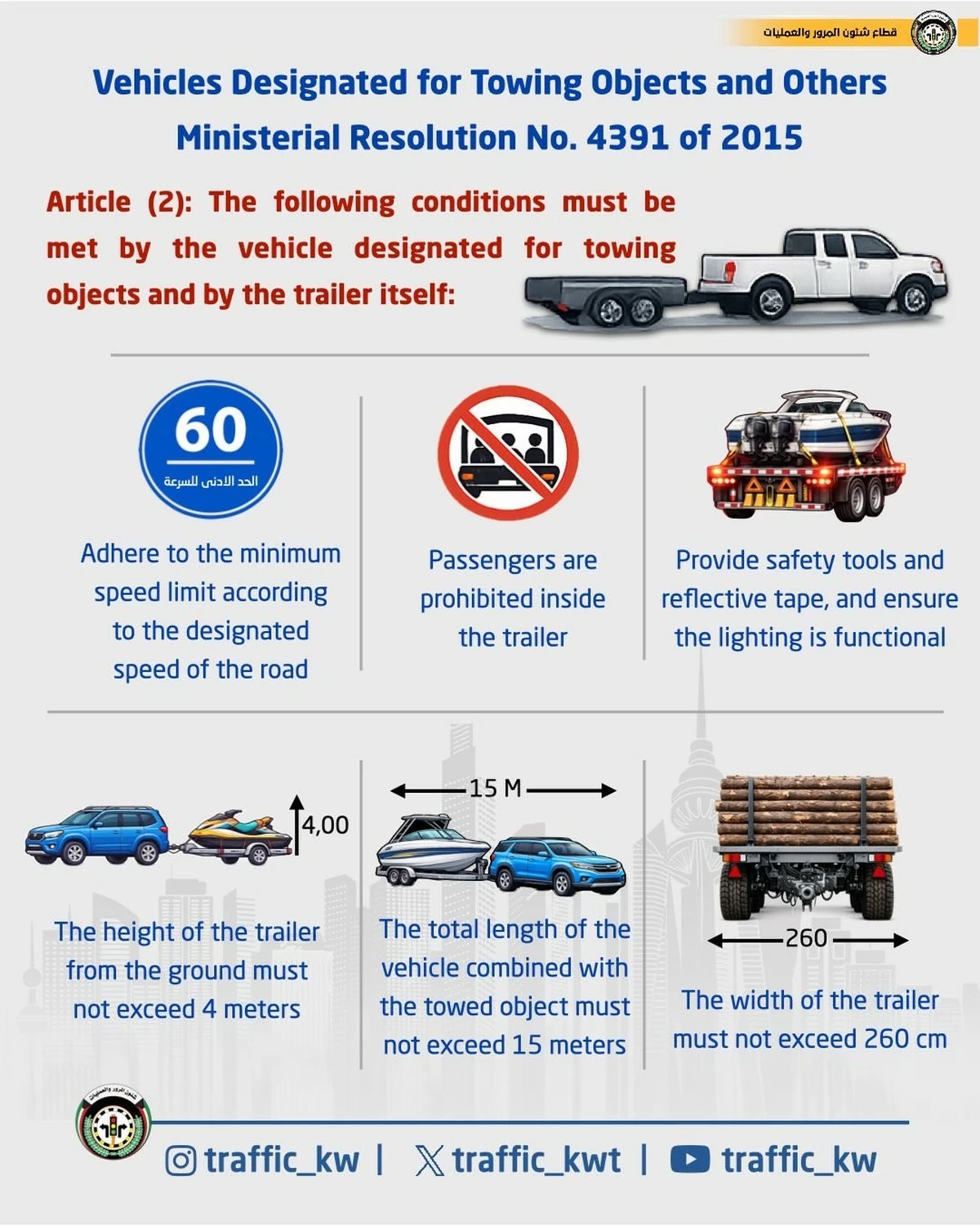MoI Details Speed, Safety and Size Limits for Towed Vehicles