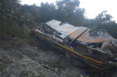 Bus plunges off Nepal highway, killing 19 and injuring 25