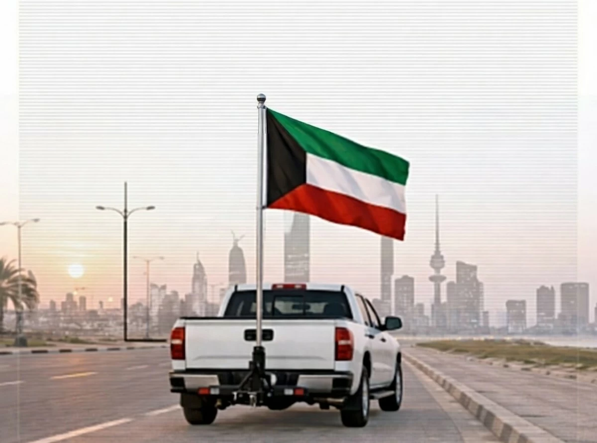 Kuwait's Interior Ministry Warns Motorists Against Obstructing Visibility with Flags and Stickers