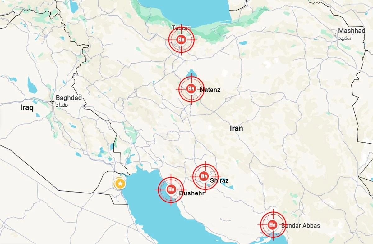 Explosions Reported Across Tehran, Natanz, Shiraz, Bushehr and Bandar Abbas