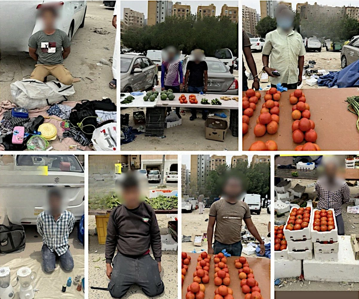 Kuwait Police Raid Illegal Stalls in Mahboula, 10 Expats Arrested