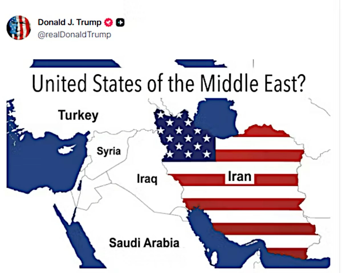 Trump Posts Iran Map Draped in US Flag as Netanyahu Pushes to Resume Military Action