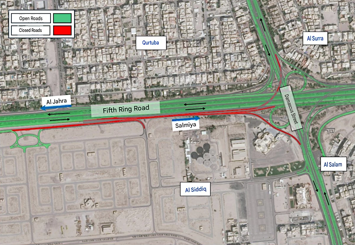 Fifth Ring Road to Partially Close Overnight from Jahra and King Faisal Road