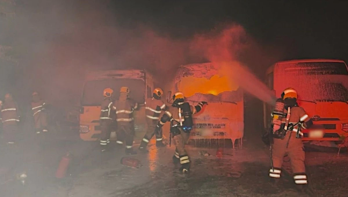 Two Killed as Vehicle Crashes into Parked Buses and Catches Fire in Subhan