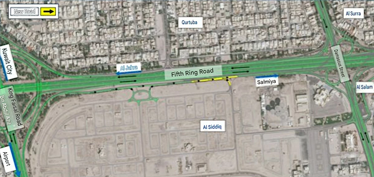 New Route Opened Connecting Airport Road to Salmiya via Al-Sadeeq Entrance
