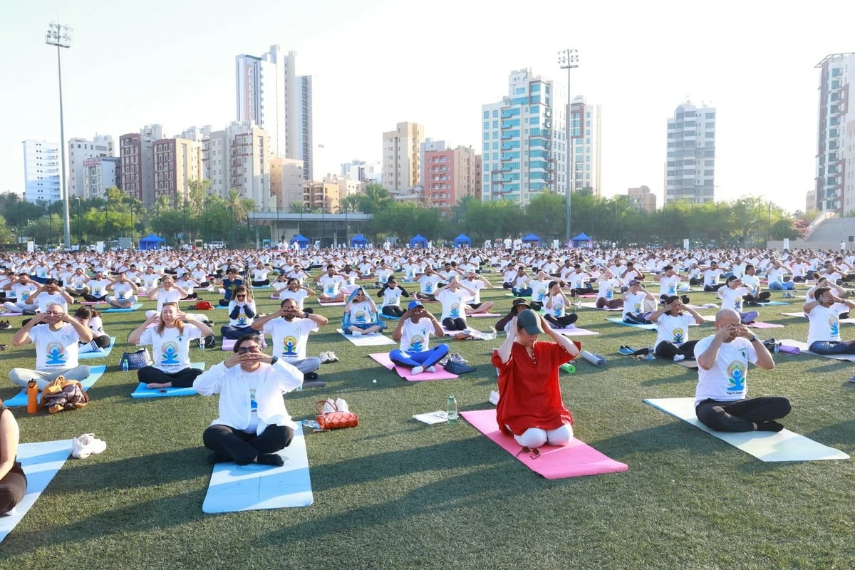 Indian Embassy Marks 12th International Day of Yoga with over 2,200 Participants in Kuwait