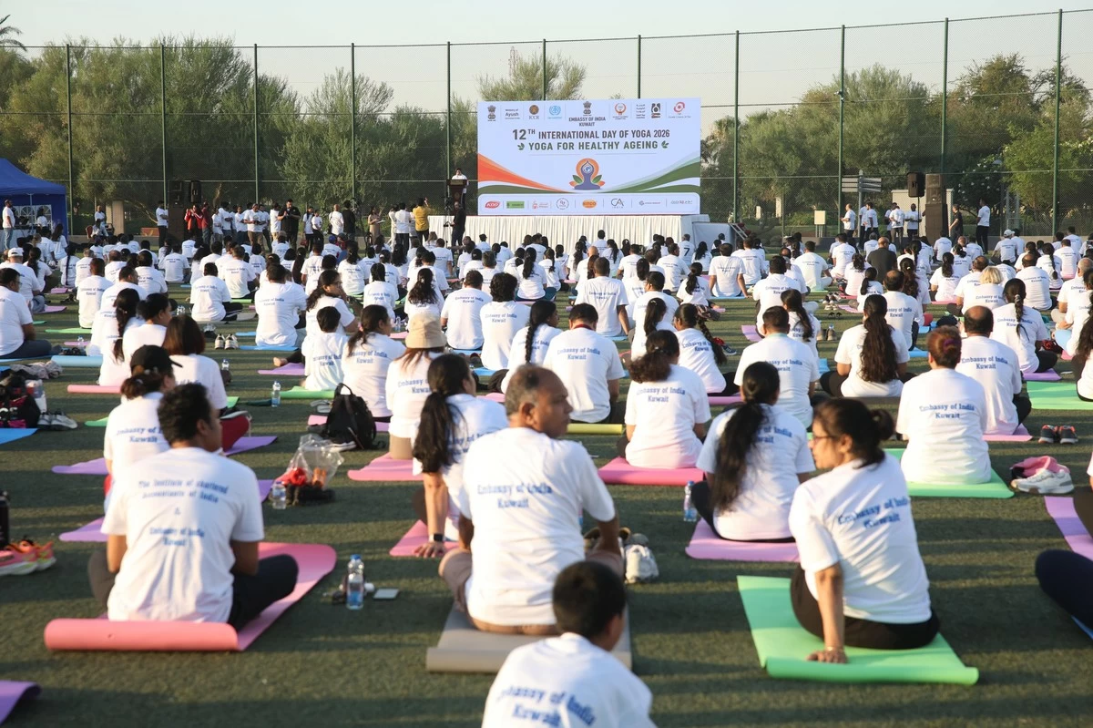 Indian Embassy Marks 12th International Day of Yoga with over 2,200 Participants in Kuwait