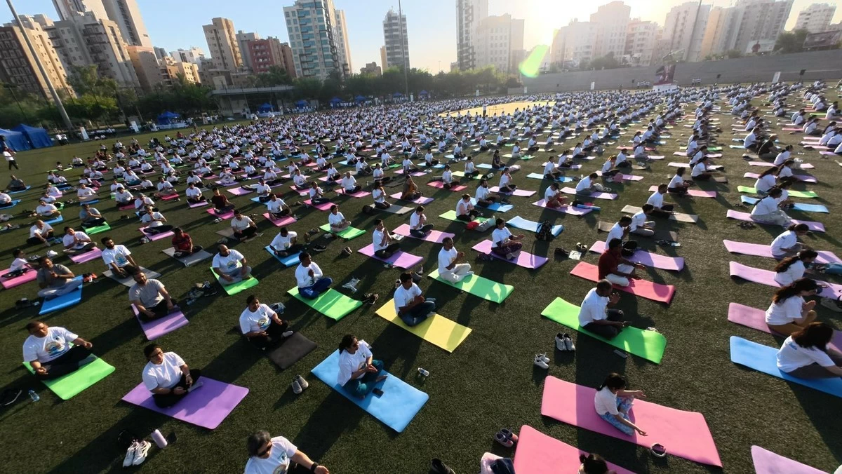 Indian Embassy Marks 12th International Day of Yoga with over 2,200 Participants in Kuwait