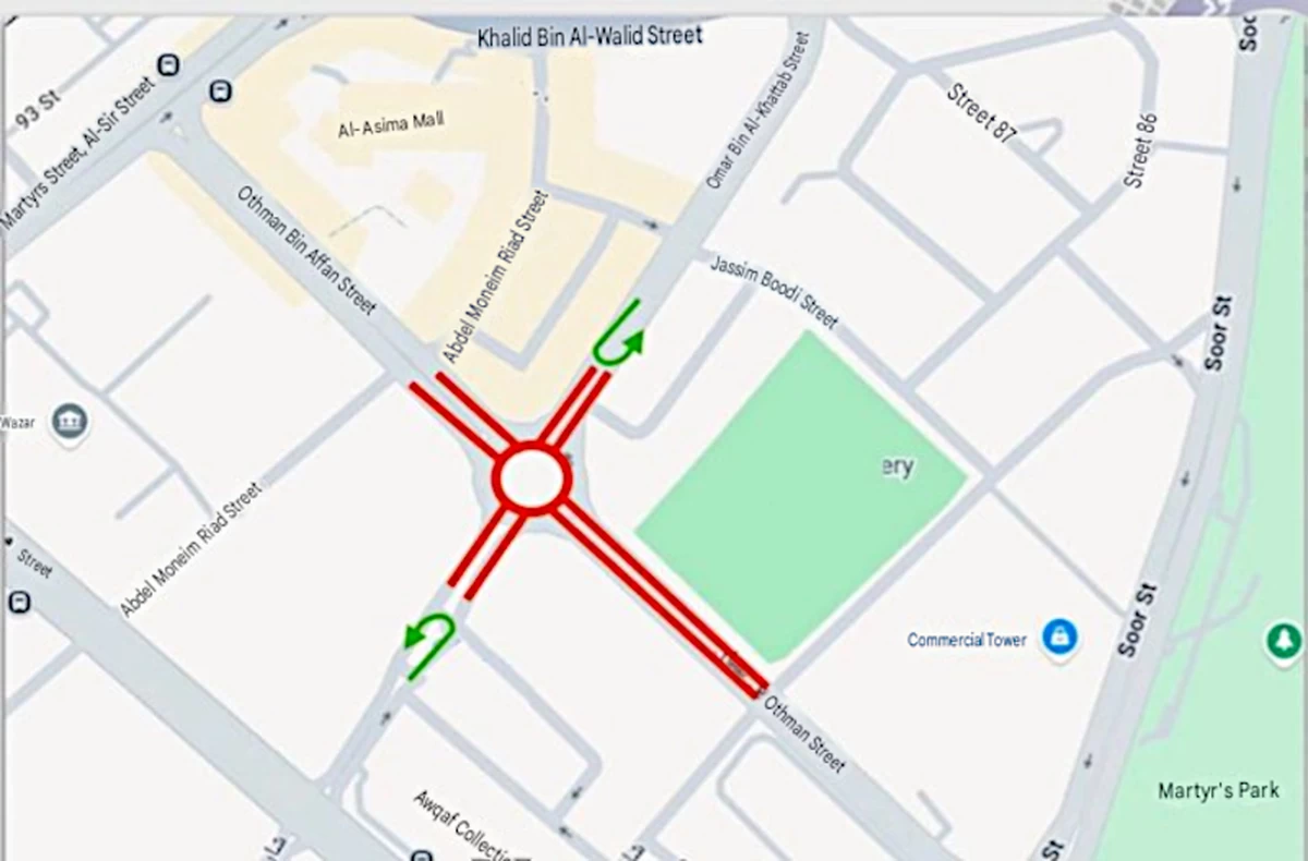 Traffic Alert: Othman Bin Affan Street Roundabout Closed to All Vehicles
