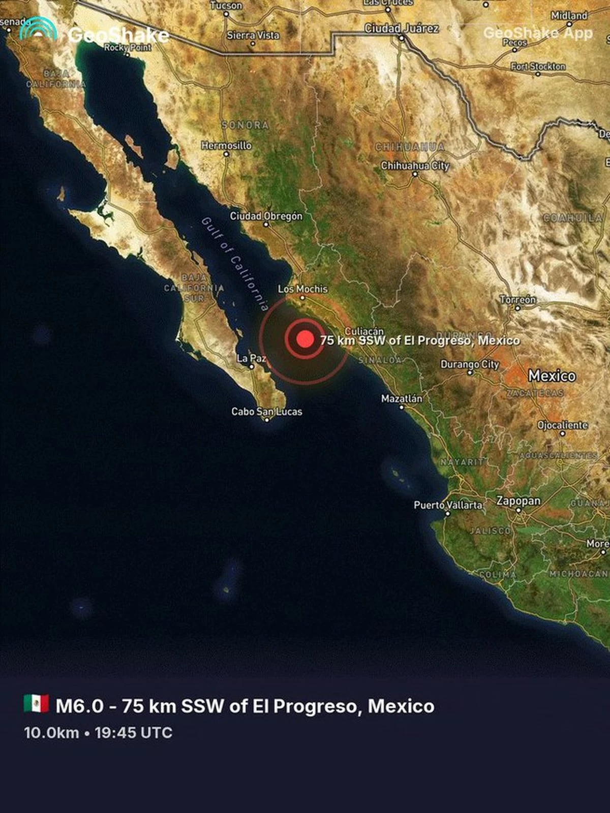 Magnitude 6.0 Earthquake Strikes Off Western Mexico