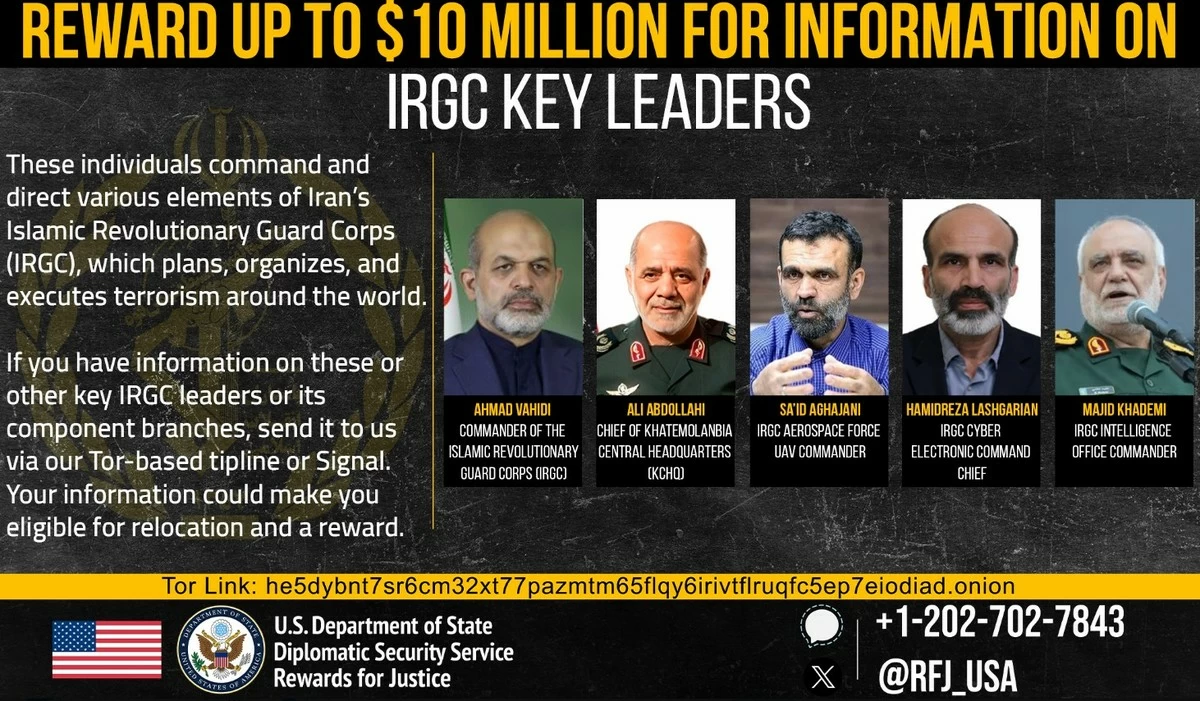 Want Up to $10 Million in Rewards? US Seeks Information on These Iranian IRGC Leaders