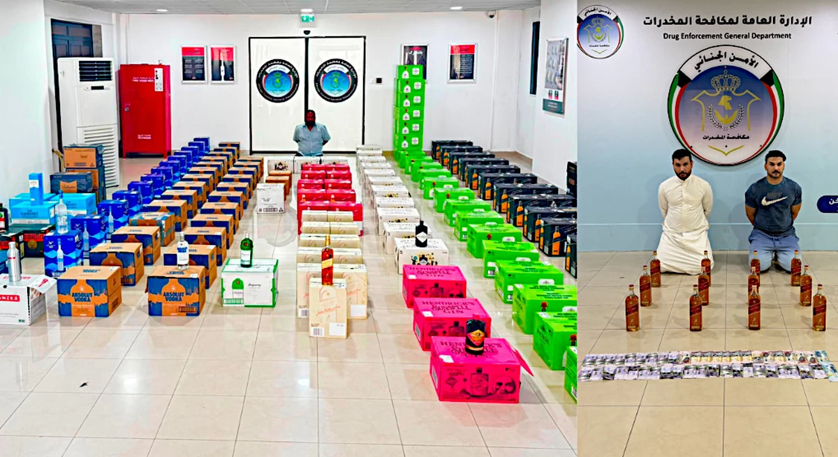 Hawally, Salmiya Crackdown Nets 1,560 Bottles of Imported Liquor