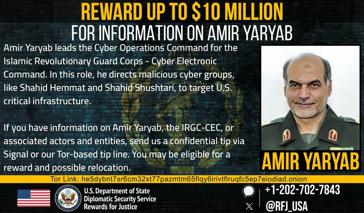 Want $10 Million? US Hunts Iranian Regime's Cyber Operations Chief