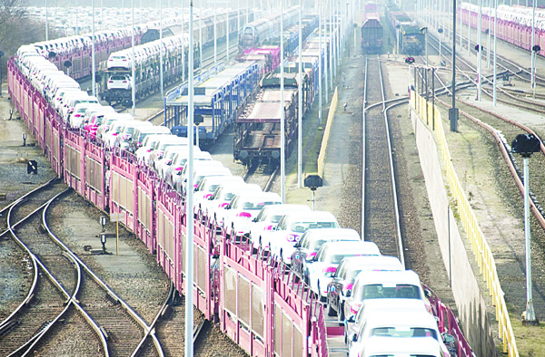 This picture taken on Feb 25, 2011 shows Volkswagen cars (Golf and Tiguan models) transported by rail from Volkswagen’s plant in Wolfsburg, central Germany. Embattled German auto giant Volkswagen said on Oct 16, 2015 that worldwide sales of its vehicles were down 1.5 percent in September and also in the first nine months of this year. (AFP)
