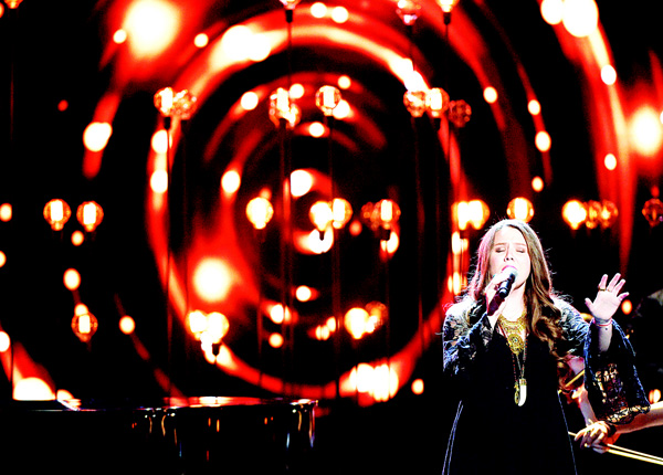 Joy Huerta of Jesse and Joy performs at the Latin American Music Awards at the Dolby Theatre on Oct 8, in Los Angeles.