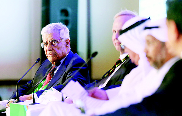 In this file photo, OPEC Secretary General Abdullah el-Badri delivers a speech during a conference as part of the Kuwait Oil and Gas show (KOGS 2015) in Kuwait City on Oct 11. Oil experts from OPEC and non-member countries discussed the risk that low oil prices would reduce investment in new supplies but agreed no concrete steps on boosting the market. (AFP)