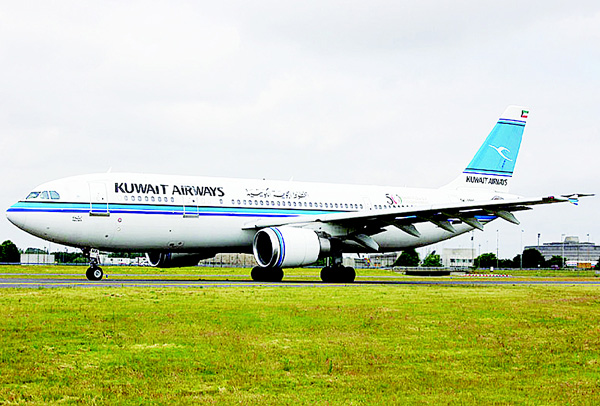 A Kuwait Airways aircraft parked at the tarmac
