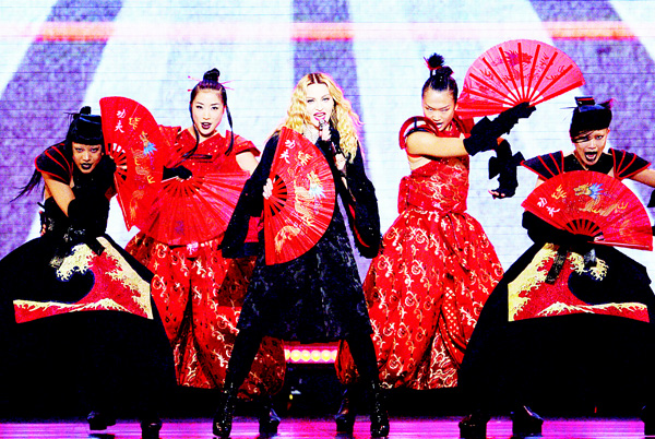 Pop superstar Madonna performs at the Xcel Energy Center in St. Paul, Minnesota. A few hours after the show, Madonna and a few lucky fans saw Prince perform a private concert at his Paisley Park studios in Chanhassen, Minn. (AP)