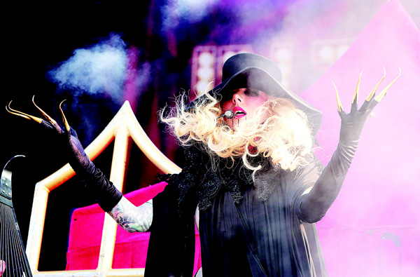 Maria Brink of the band In This Moment performs in concert during the Rock Allegiance Festival at PPL Park on Oct 10 in Chester, Pa. (AP)