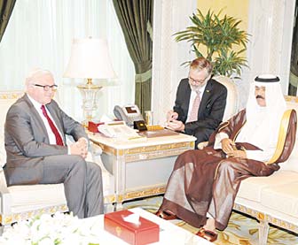 HH the Deputy Amir and Crown Prince with the German foreign minister at the Seif Palace