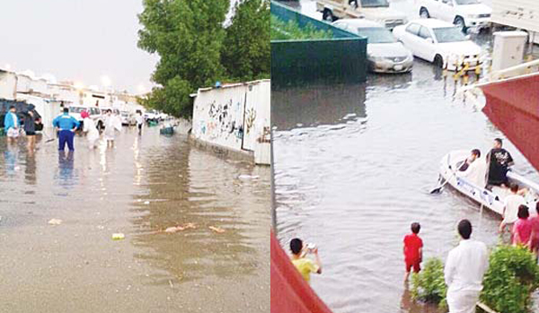 Water accumulated in many parts as freak rains hit the country on Wednesday morning. Public used rubber boats in some areas to rescue those trapped in their homes or c