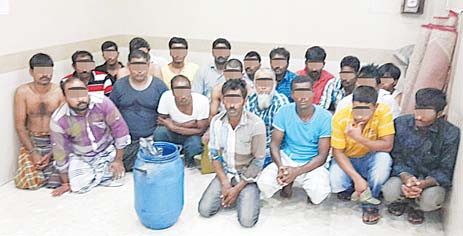 Men caught from the makeshift brothel in Khaitan