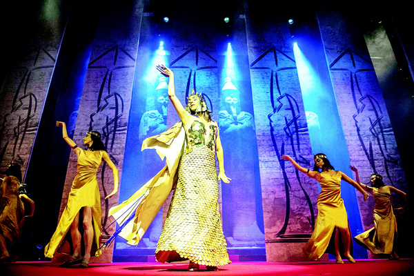 Dancers dressed in the Egyptian pharaohs perform on the stage during the closing ceremony of the 37th Cairo International Film Festival in Cairo on Nov 20. (AFP)