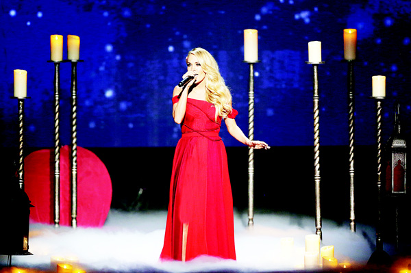 Carrie Underwood performs at the American Music Awards at the Microsoft Theater on Sunday, Nov 22, in Los Angeles. (AP)