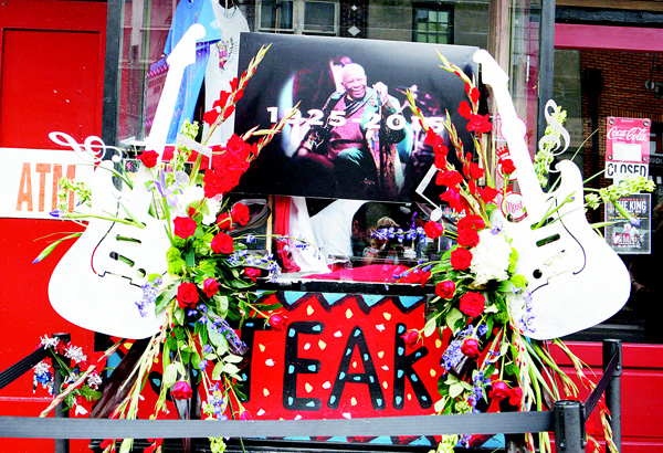 In this May 27, 2015 file photo, memorial flowers appear outside the club of B.B. King on Beale Street in Memphis. (Inset): This Nov 2, 2007 file photo shows the room at the Lorraine Hotel which Dr Martin Luther King, Jr occupied the night before his assassination at the National Civil Rights Museum in Memphis, Tenn. (AP)