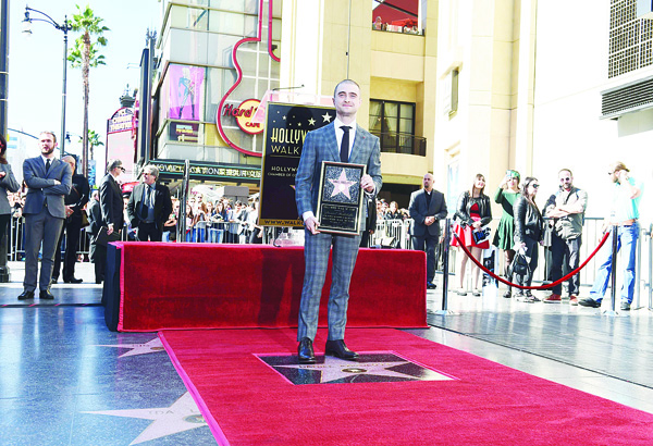 Actor Daniel Radcliffe receives a star on the Hollywood Walk of Fame on Nov 12, in Hollywood, California. (AFP)