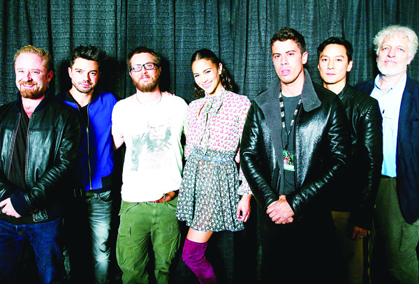 Ben Foster (from left), Dominic Cooper, Duncan Jones, Paula Patton, Toby Kebbell, Daniel Wu and Clancy Brown pose for a portrait during Blizzcon at the Anaheim Convention Center on Nov 6, in Anaheim, California. A trailer for the film adaptation of the long-running interactive fantasy series, ‘Warcraft’, debuted to thunderous applause Friday at the fan convention. Filmmaker Jones introduced the preview on stage at the Anaheim Convention Center with cast members Brown, Cooper, Foster, Kebbell, Patton and Wu. (AP)