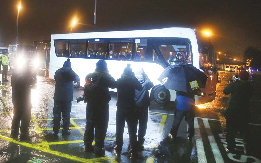 Buses carrying Syrian refugees leave Glasgow Airport after they arrived on a charter flight under the expanded resettlement programme on Nov 17. Richard Harrington, Minister for Syrian Refugees, said: Today’s arrivals are a landmark moment for the vulnerable persons’ resettlement scheme and the result of great collaboration between the Government, the UNHCR, local authorities and the devolved administrations. (AP)