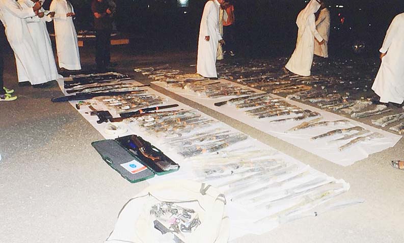 The guns confiscated during the raid.