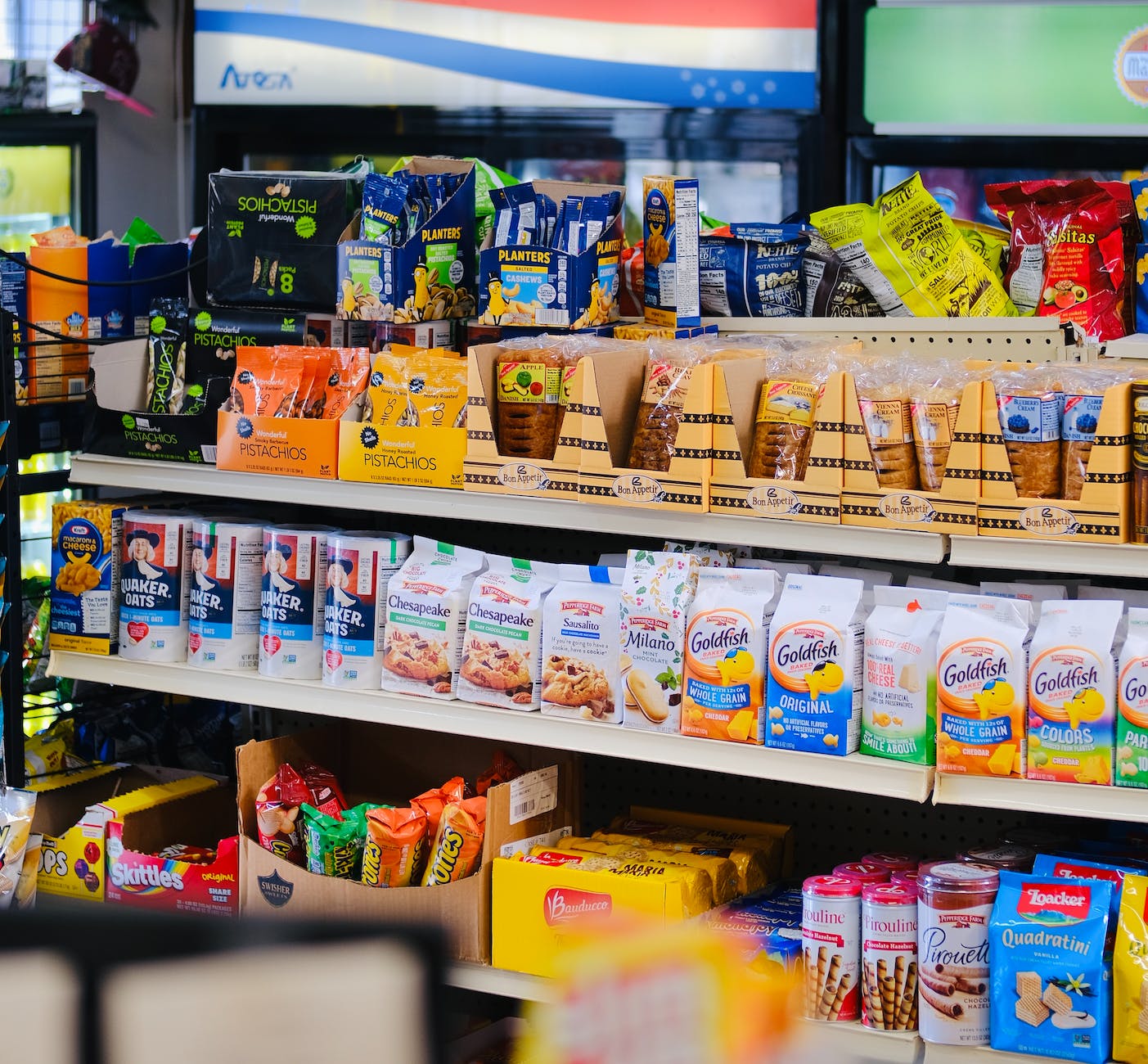 selection of products in shop